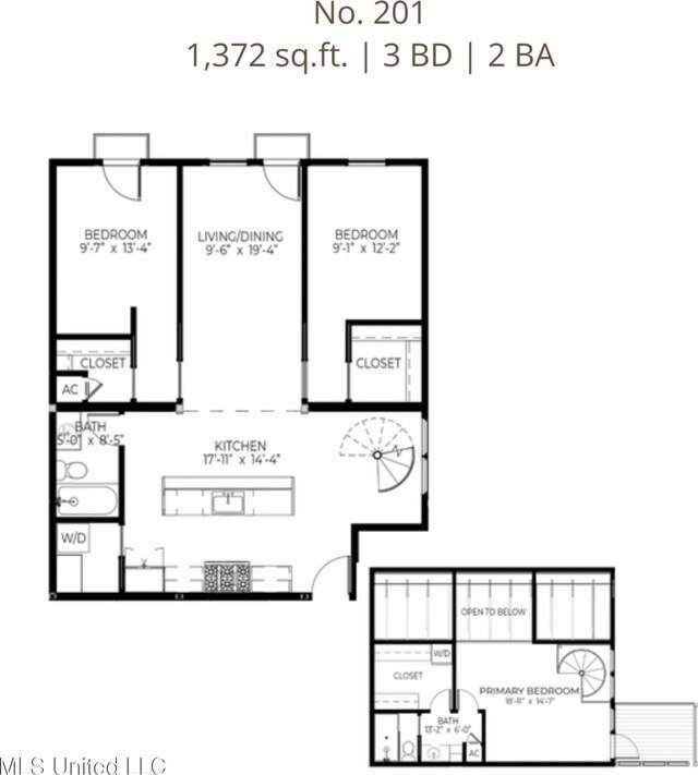 301 S Toulme St Unit 201, Bay Saint Louis, MS 39520 - floor plan