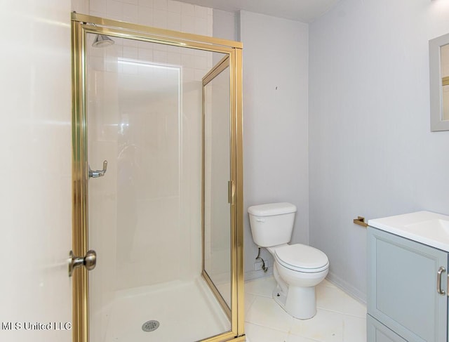 1777 Brecon Dr, Jackson, MS 39211 - bathroom with vanity, toilet, a stall shower, and tile patterned floors