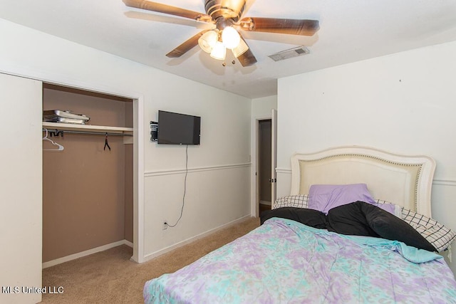 1777 Brecon Dr, Jackson, MS 39211 - bedroom featuring carpet flooring, a closet, baseboards, and ceiling fan