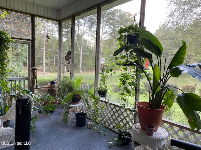 view of unfurnished sunroom