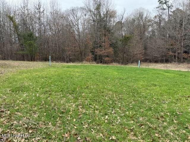 view of yard with a view of trees