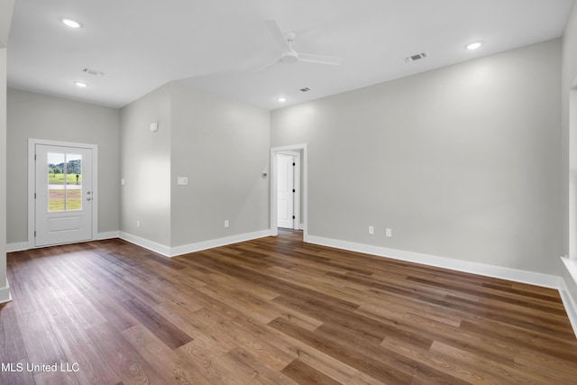 13379 Wash Fayard Rd, Biloxi, MS 39532 - spare room with wood finished floors, baseboards, ceiling fan, and recessed lighting