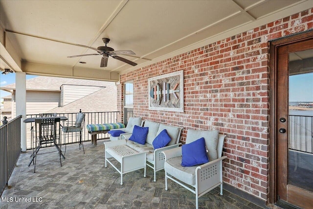 38 Savannah Cir, Brandon, MS 39047 - view of patio / terrace featuring a ceiling fan and an outdoor hangout area