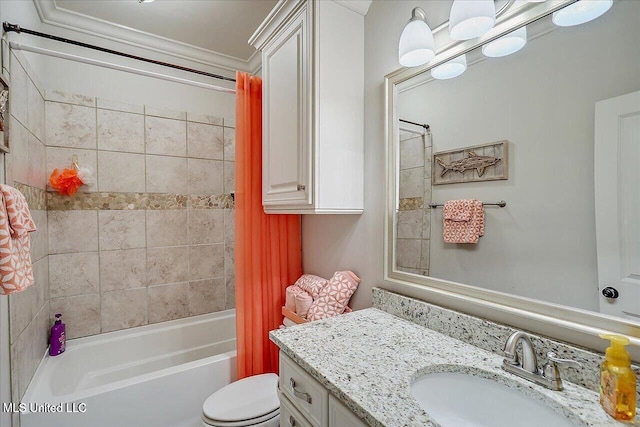 38 Savannah Cir, Brandon, MS 39047 - bathroom featuring vanity, shower / bath combo with shower curtain, and ornamental molding
