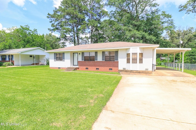 206 Oak Park Dr, Pearl, MS 39208 - ranch-style home with crawl space, driveway, a carport, and entry steps