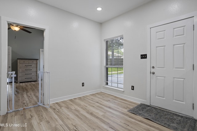 8839 Moanalua Way, Diamondhead, MS 39525 - entryway with light wood-type flooring, ceiling fan, and recessed lighting