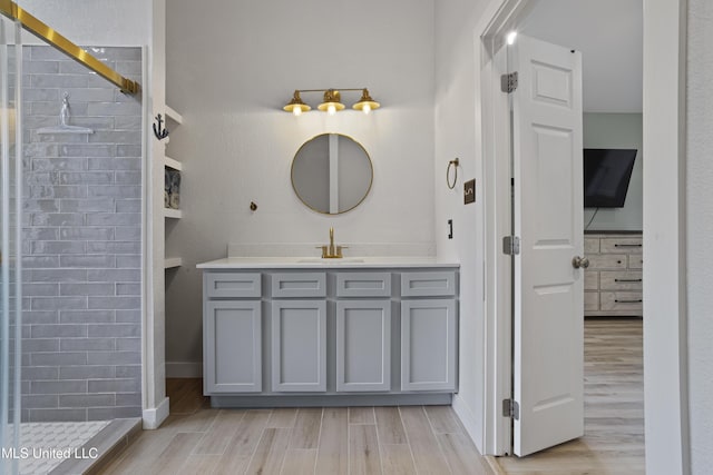 8839 Moanalua Way, Diamondhead, MS 39525 - full bath with vanity, wood finished floors, and a stall shower
