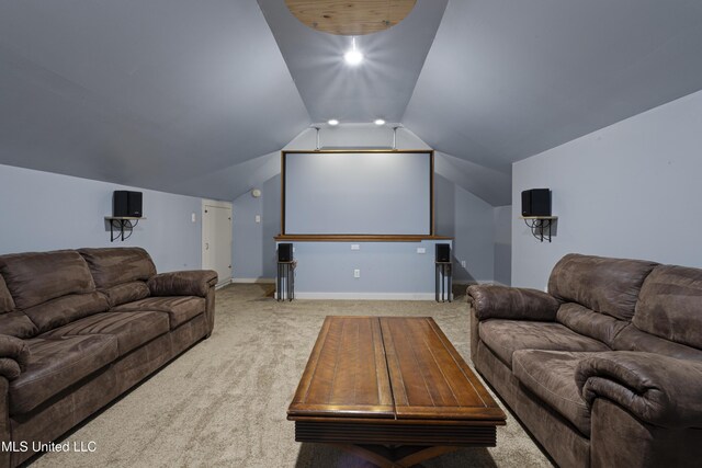 8839 Moanalua Way, Diamondhead, MS 39525 - carpeted home theater featuring vaulted ceiling and baseboards
