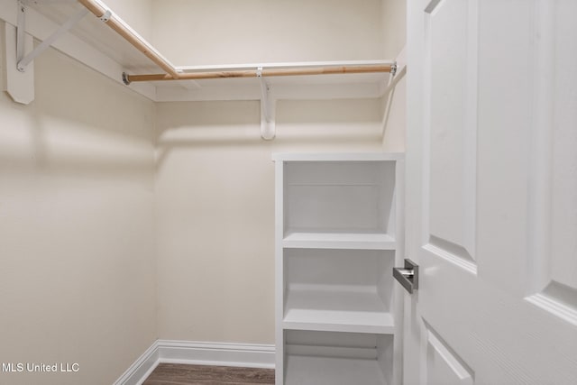 spacious closet with wood finished floors