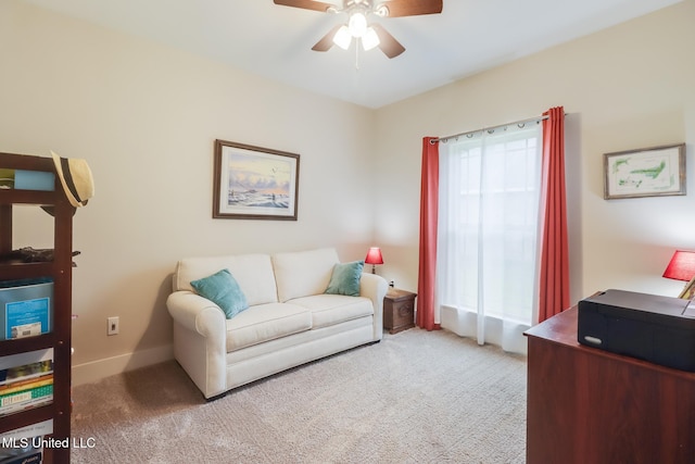 508 Dynsmore Pl, Long Beach, MS 39560 - carpeted living room featuring a ceiling fan and baseboards