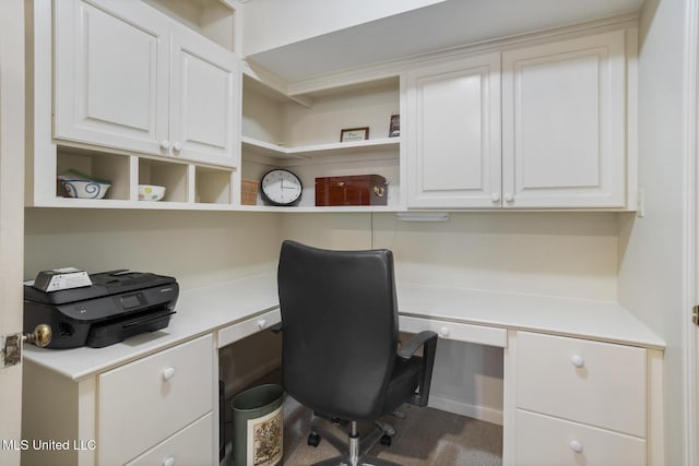 office featuring built in desk