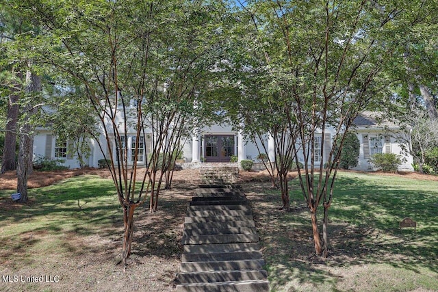 view of front of home with a front lawn