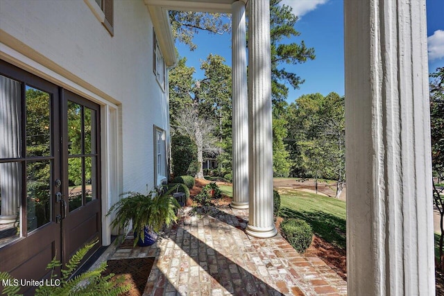 view of patio / terrace featuring french doors