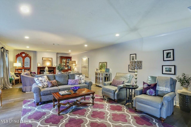 living room with wood-type flooring