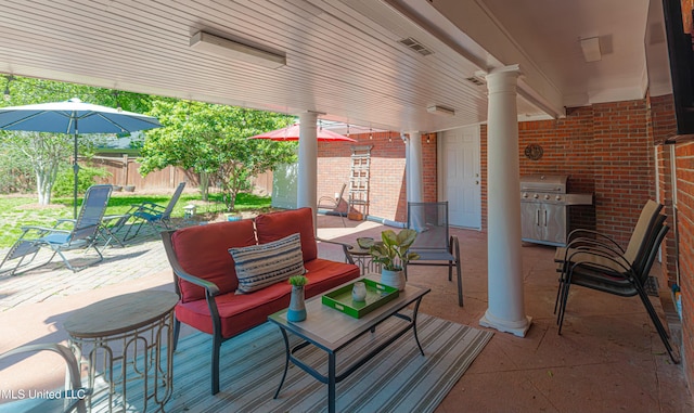 view of patio / terrace featuring grilling area