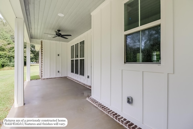 view of patio / terrace featuring ceiling fan