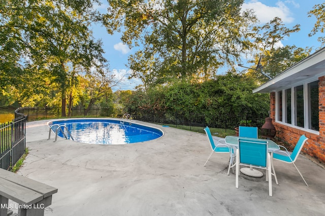 view of pool featuring a patio