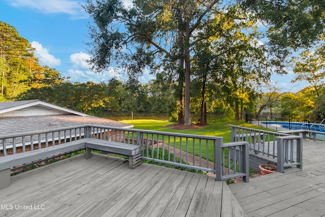 deck with a yard