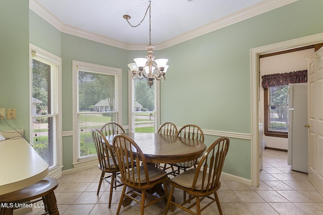 20 Peachtree Ln, Madison, MS 39110 - dining room featuring a chandelier, ornamental molding, and light tile patterned floors