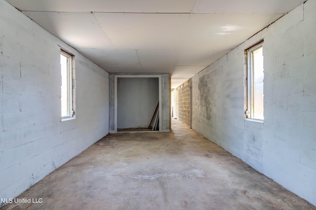 basement featuring plenty of natural light