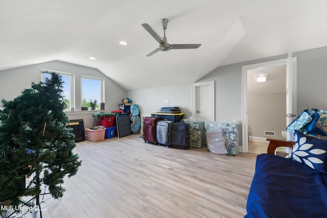 7101 Belle Fontaine Dr, Ocean Springs, MS 39564 - bonus room with lofted ceiling, wood finished floors, a ceiling fan, and recessed lighting