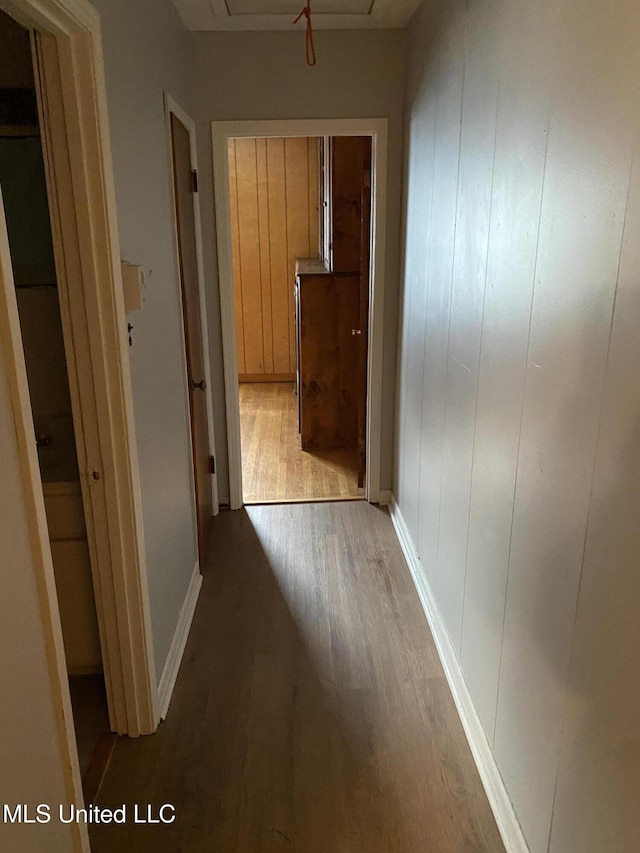102 Brooklyn Dr, Natchez, MS 39120 - hallway featuring light wood-type flooring and attic access
