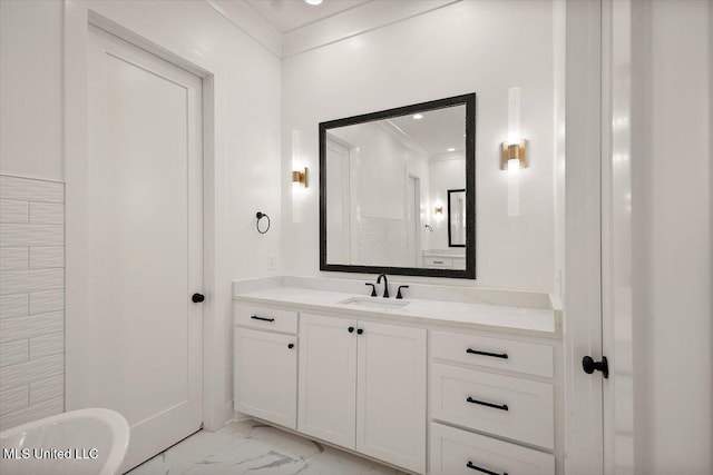 125 Water St, Madison, MS 39110 - bathroom featuring marble look tile flooring and vanity