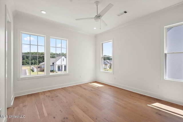125 Water St, Madison, MS 39110 - unfurnished room featuring crown molding, light wood-style flooring, ceiling fan, and recessed lighting