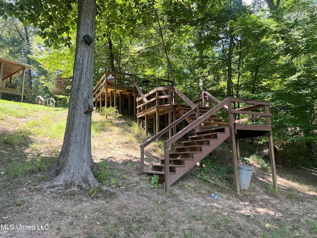 view of yard with a deck