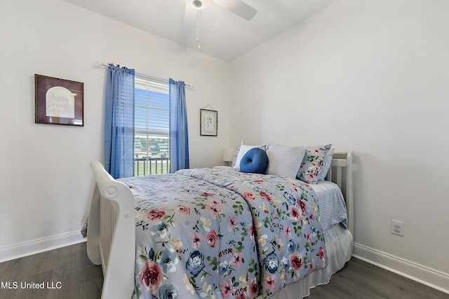 2918 Juliette Dr, Ocean Springs, MS 39564 - bedroom featuring baseboards, wood finished floors, and ceiling fan