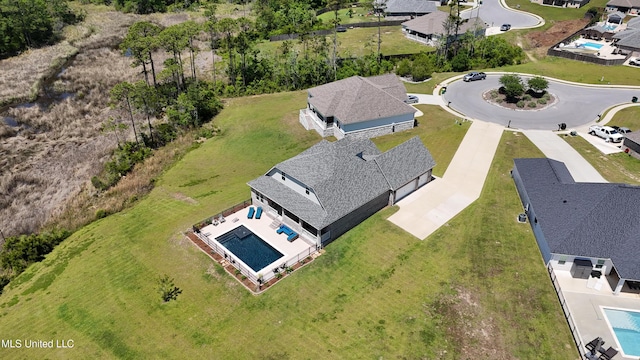 2918 Juliette Dr, Ocean Springs, MS 39564 - aerial perspective of suburban area with a pool area