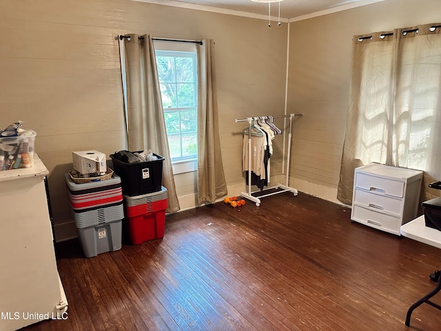 90 Holmes St, Lucedale, MS 39452 - miscellaneous room with dark wood-style floors and crown molding