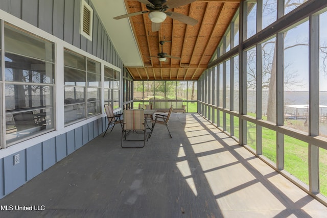 95 Nesting Site, Vicksburg, MS 39183 - unfurnished sunroom featuring ceiling fan and vaulted ceiling