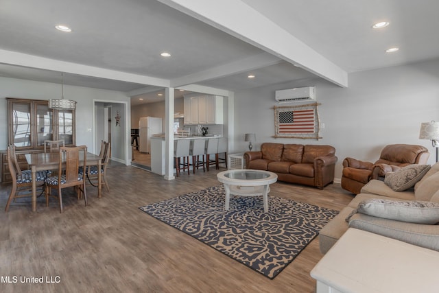 95 Nesting Site, Vicksburg, MS 39183 - living area with recessed lighting, beam ceiling, wood finished floors, and a wall mounted AC