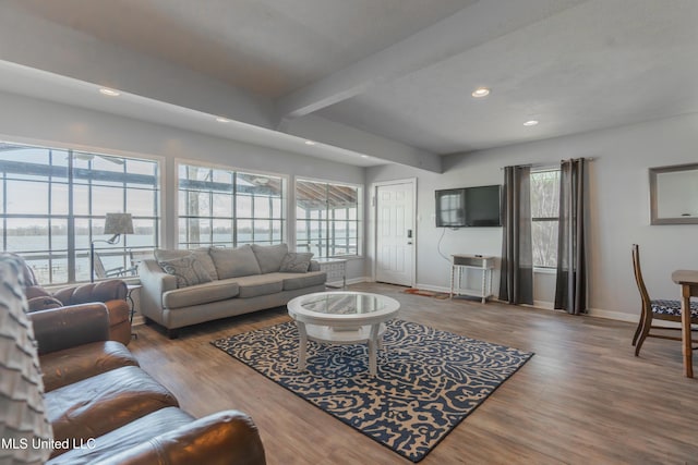 95 Nesting Site, Vicksburg, MS 39183 - living area with beam ceiling, recessed lighting, baseboards, and wood finished floors