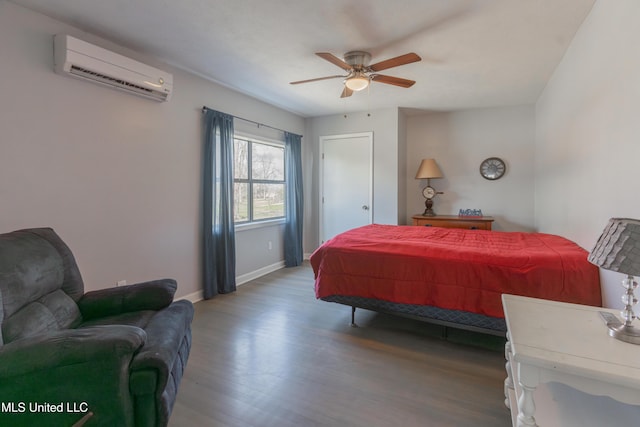 95 Nesting Site, Vicksburg, MS 39183 - bedroom with ceiling fan, an AC wall unit, baseboards, and wood finished floors