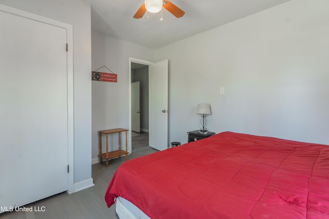 95 Nesting Site, Vicksburg, MS 39183 - bedroom featuring baseboards, wood finished floors, and a ceiling fan
