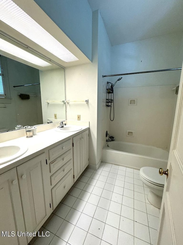 full bathroom featuring tile patterned floors, vanity, and toilet