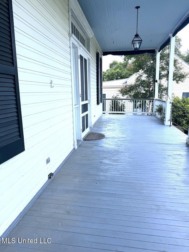 wooden deck with covered porch