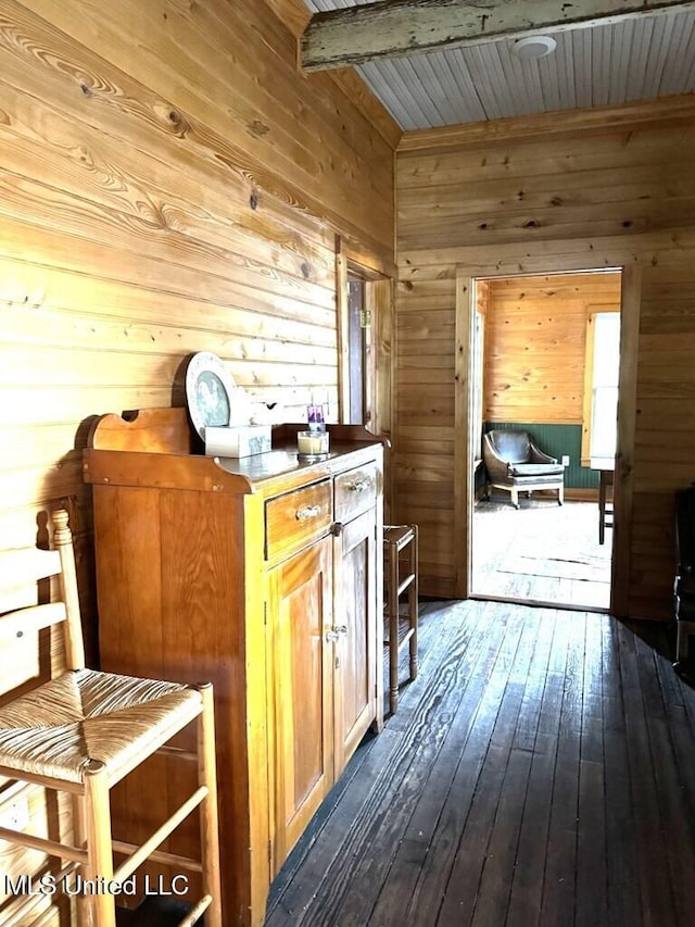 12 N Oak St, Vidalia, LA 71373 - kitchen featuring wooden walls and dark hardwood / wood-style floors