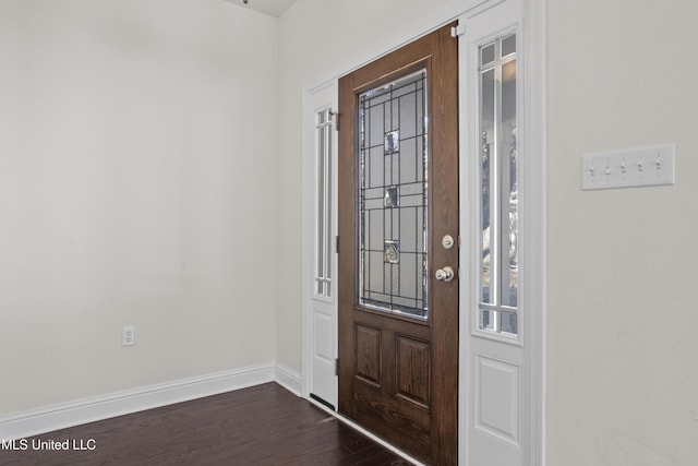 entrance foyer with dark wood-type flooring