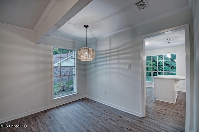 394 Woodcliff Dr, Jackson, MS 39212 - unfurnished dining area with visible vents, baseboards, a wealth of natural light, and wood finished floors