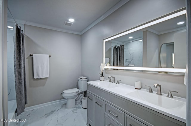 1201 Manchester Dr, Clinton, MS 39056 - full bathroom with a sink, toilet, and ornamental molding