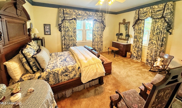 5010 Old Hwy 49, Clarksdale, MS 38614 - bedroom with carpet, crown molding, baseboards, and ceiling fan