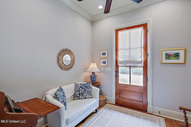 181 Ironwood Plantation Blvd, Madison, MS 39110 - foyer entrance with a ceiling fan, baseboards, wood finished floors, and recessed lighting