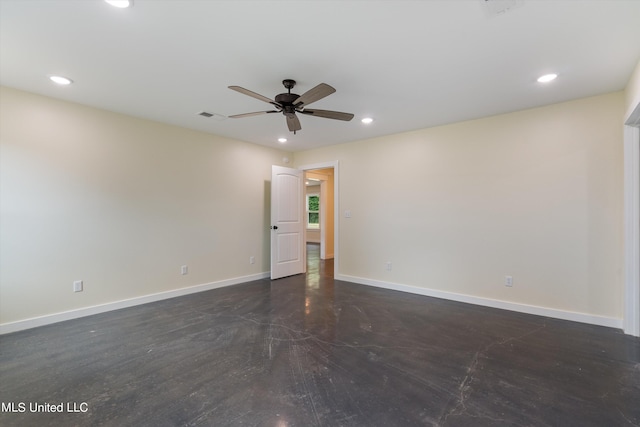 spare room featuring ceiling fan