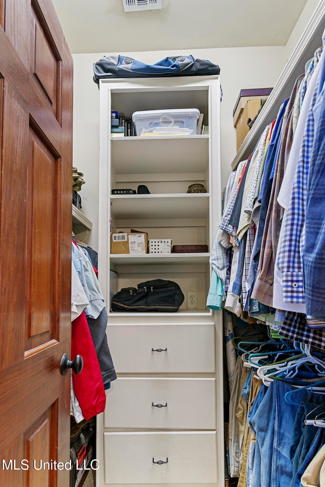 view of walk in closet