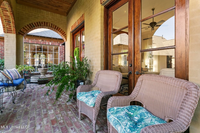 view of patio with ceiling fan