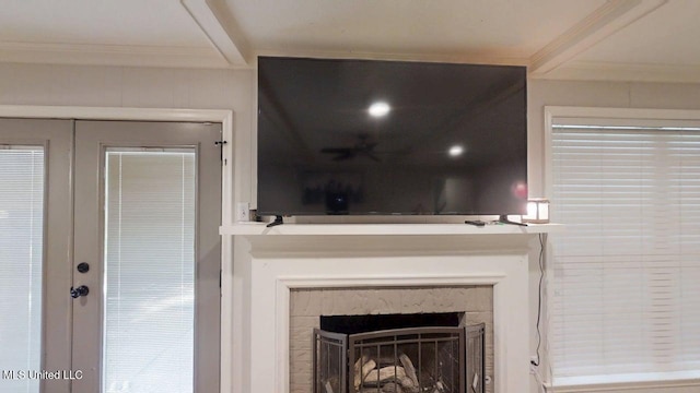 136 Westlake Dr, Brandon, MS 39047 - detailed view of ornamental molding and a fireplace