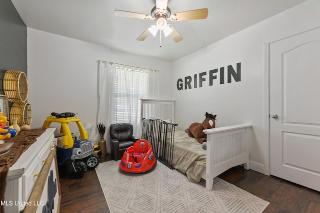 22807 Alamosa Dr, Moss Point, MS 39562 - bedroom featuring a ceiling fan and wood finished floors